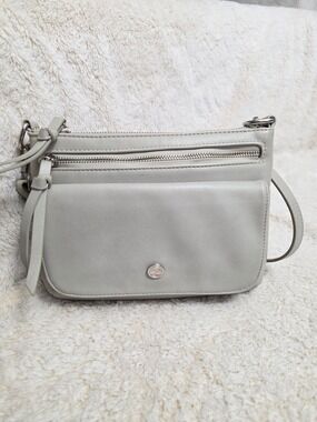 Co-Lab Dove Grey Vegan Leather Multi Zip Crossbody Bag Organizer
